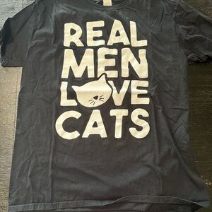 Black T-Shirt with Cat Print